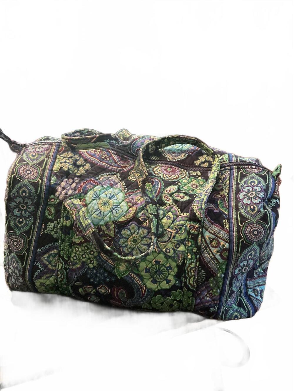 Vera Bradley Signature Travel Duffel Bag - Floral Green & Purple - Picture 2 of 12